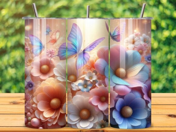 3D Butterfly Floral Tumbler Wrap V.3: Elevating Your Drinkware with Artistic Flair