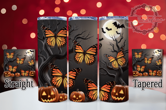 3D Butterfly Moon Pumpkin Halloween Design