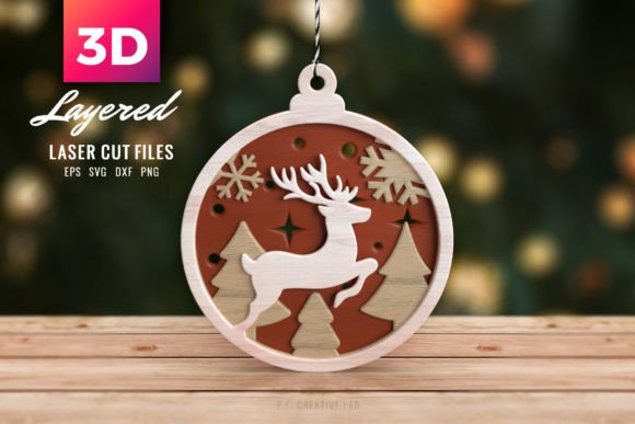 3D Christmas Tree SVG Deer Clipart for Creators