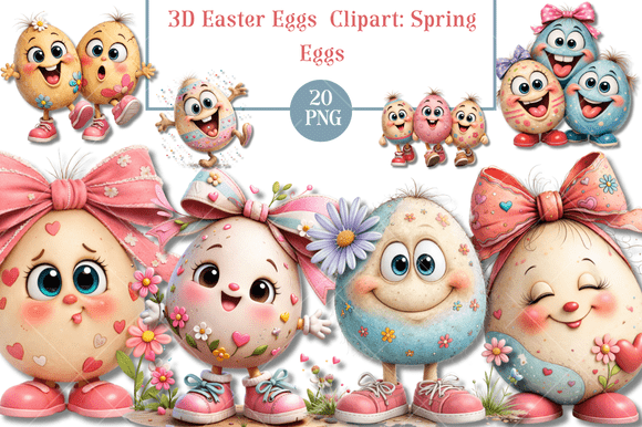 3D Easter Eggs Clipart Spring Eggs for Creators