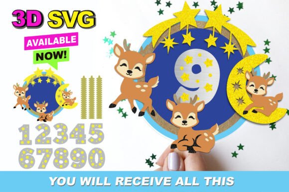 Baby Deer Cake Topper 3D SVG