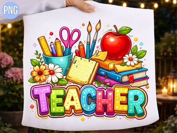Bright 3D Teacher School Supplies PNG