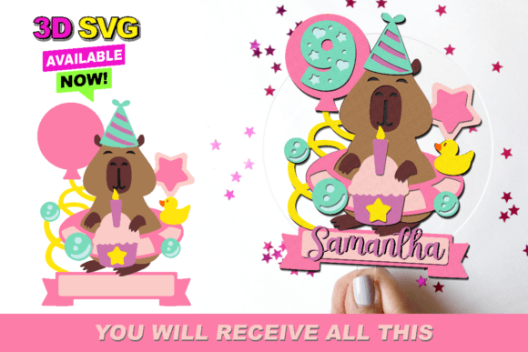 Capybara Cake Topper 3D SVG for Instant Crafting