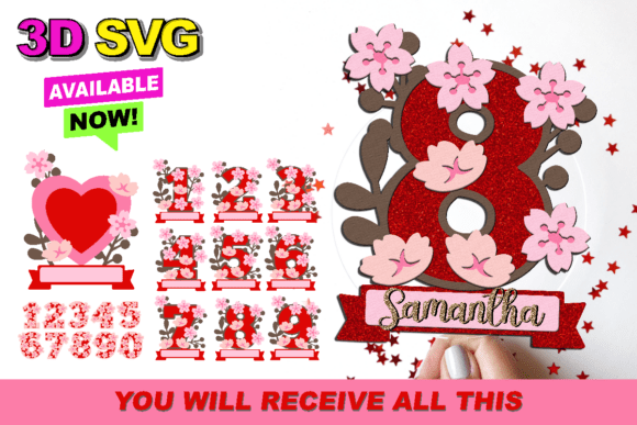 Cherry Blossom Numbers Topper 3D SVG: Bringing Life to Your Celebrations