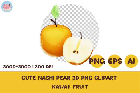 Cute Nashi Pear 3D PNG Clipart Kawaii