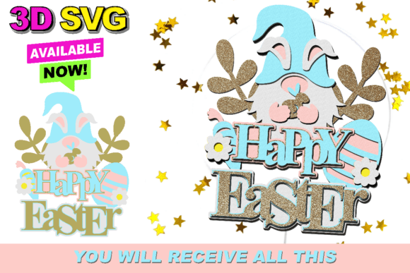 Easter Gnome Cake Topper 3D SVG