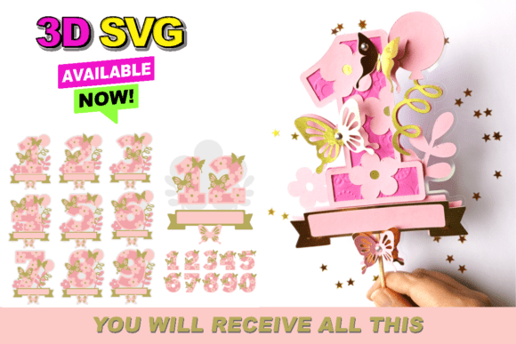 Elevating Personalized Celebrations with the Butterfly Numbers Topper 3D SVG Collection
