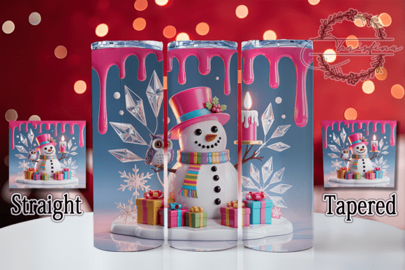 Elevating Seasonal Branding with the 3D Pink Christmas Snowman Tumbler Wrap