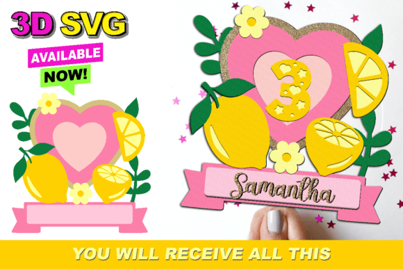 Lemon Cake Topper 3D SVG