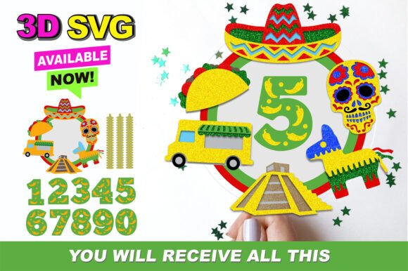 Mexican Cake Topper 3D SVG: Instant Digital Creativity