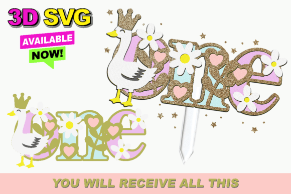 One Silly Goose Cake Topper 3D SVG