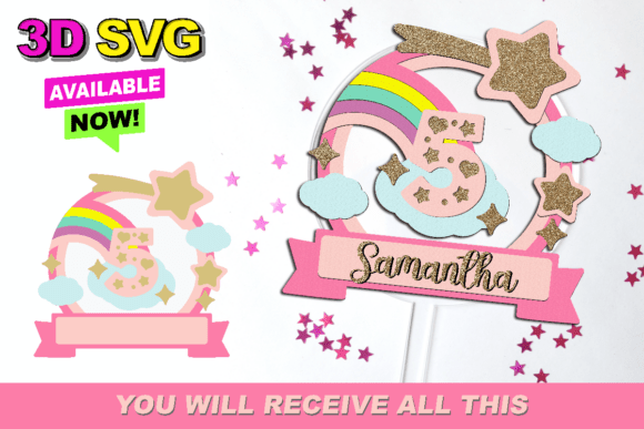 Rainbow Shaker Cake Topper 3D SVG: Elevate Your Design Workflow
